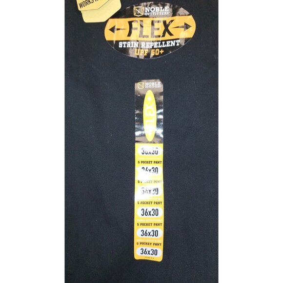 Noble Outfitters Mens Black Work Pants 5 Pocket Flex 36x30 UPF 50+ New - Picture 2 of 7